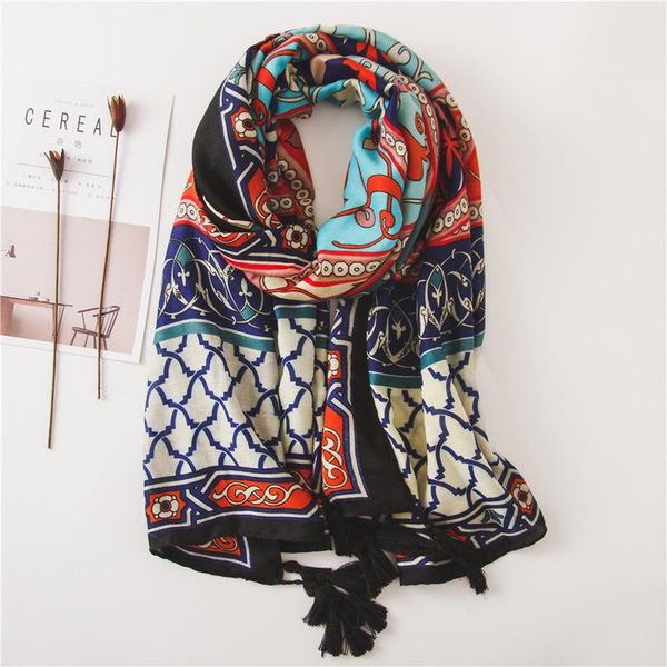 

scarves 2021 cotton linen printed scarf women sun-resistant shawl silk summer fashion headscarf winter poncho, Blue;gray