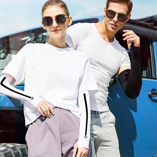 

pair sport arm sleeves cycling volleyball running golf sun elbow sleeve sunscreen cuff winter men women gloves & knee pads, Black;gray