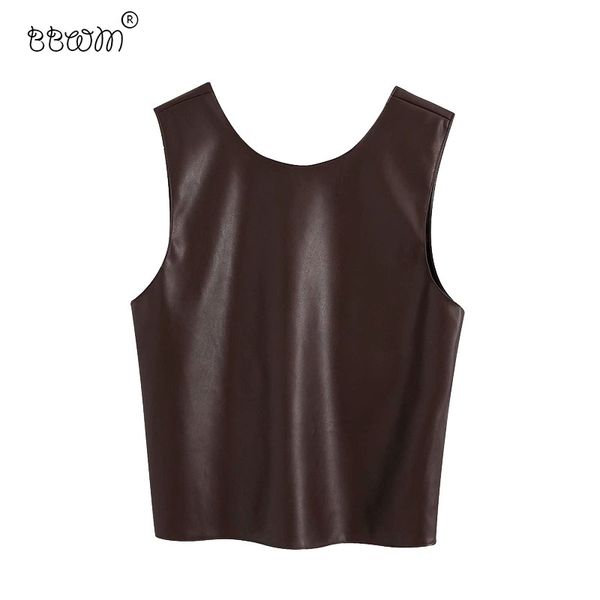 Frauen Elegante Mode Kunstleder Gestellte Blusen Vintage Sexy Backless Cross Side Zipper Shirts Weibliche Chic Tops 210520