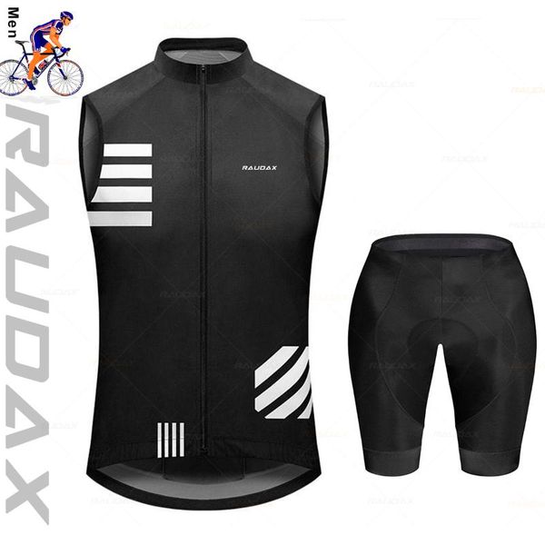 

cycling vest set 2021 men's raudax summer breathable sports suit jersey mtb bike clothing bicycle clothes racing sets, Black;blue