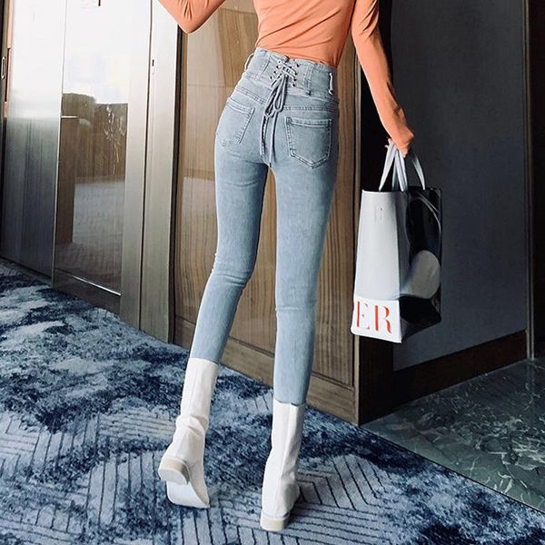 

plus size jeans for women tight boyfriend high waist harajuku winter pants push up ladies denim streetwear women's, Blue