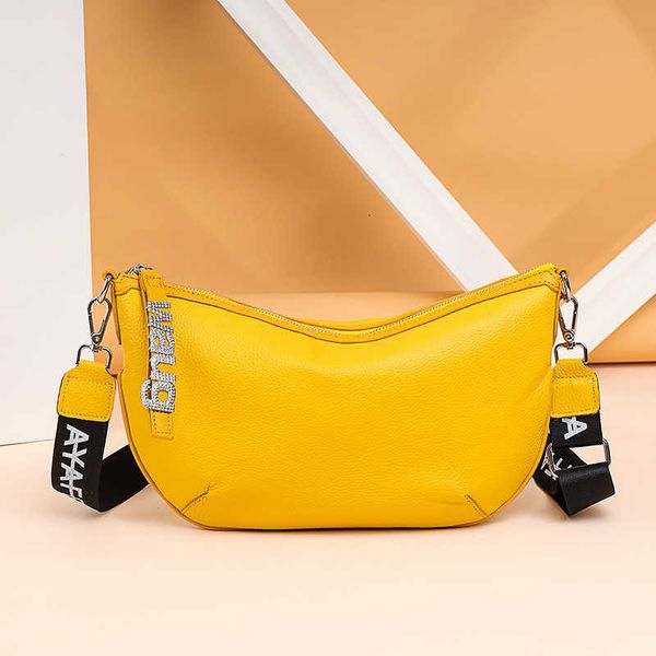 

leather women's bag 2021 wide shoulder strap single menger s soft