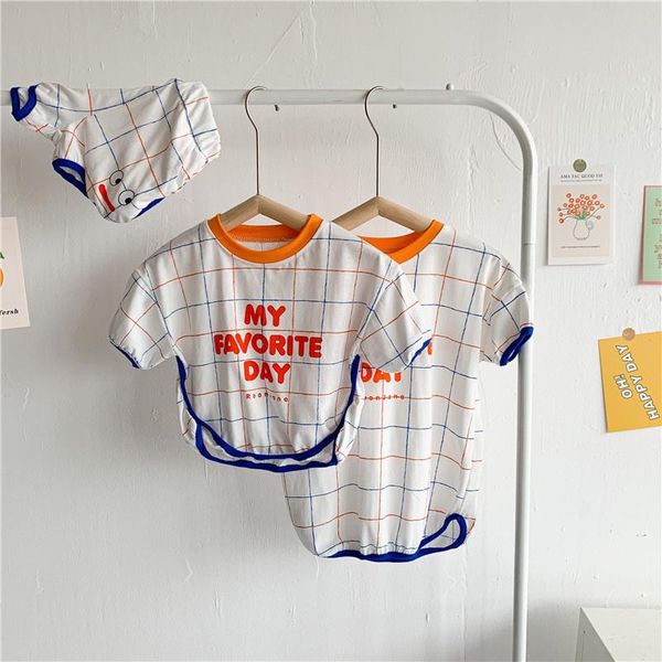 

clothing sets summer 2021 brother and sister clothes children short sleeeve shorts 2pcs suit boys girls fashion plaid long style tee, White