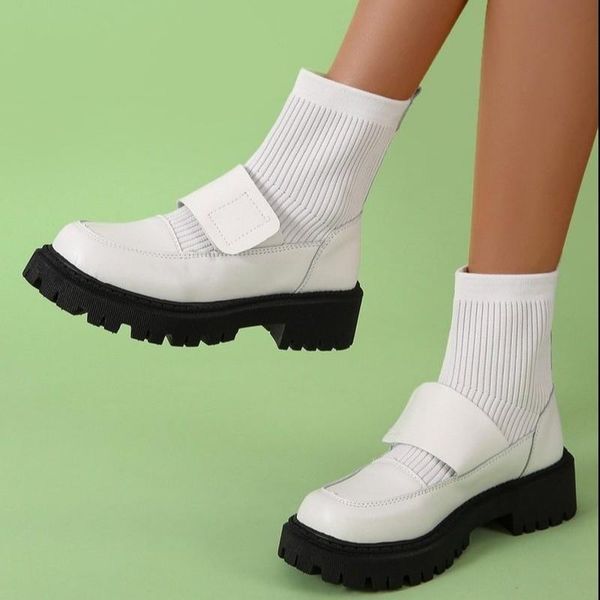 

boots merk vrouwen schoenen zomer laars laarzen-vrouwen ronde neus mode 2022 mid calf rubber kousen herfst rock dames mid-kalf, Black