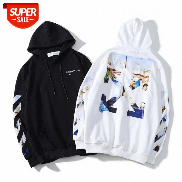 

ow thin oil painting arrow hoodie bf men and women couple #ob9s, Black