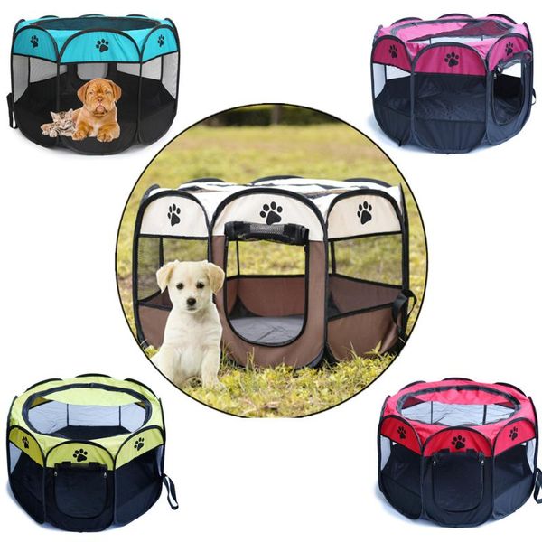 

kennels & pens pet dog playpen tent crate room foldable puppy exercise cat cage waterproof outdoor two door mesh shade cover nest kennel s-m