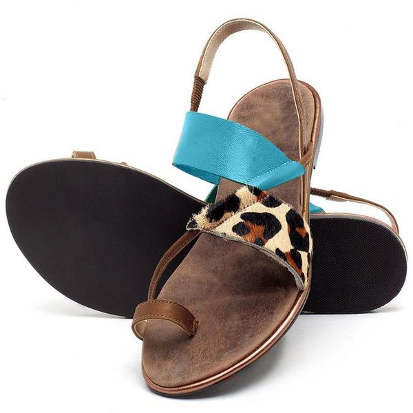 

summer shoes women sandals leopard pattern large size rome sandal women's anti-slip selling wild flat beach shoe, Black