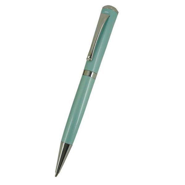 

classic metal ball pens fashion light blue color novelty 3 side design ballpoint pen with chrome trim refill, Blue;orange