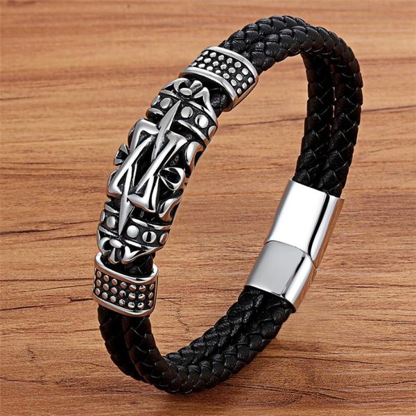 

charm bracelets punk style ancient architecture elegant small adorn article genuine leather bracelet double layer hand jewelry gift, Golden;silver