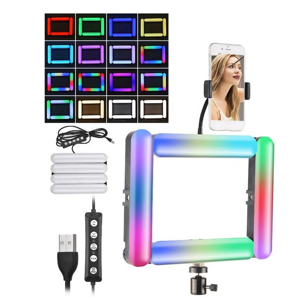 

flash heads rgb foldable 4-panel video led light pography studio 144 lamp beads 3000k-6500k with 1/4 inch screw hole cold shoe mount