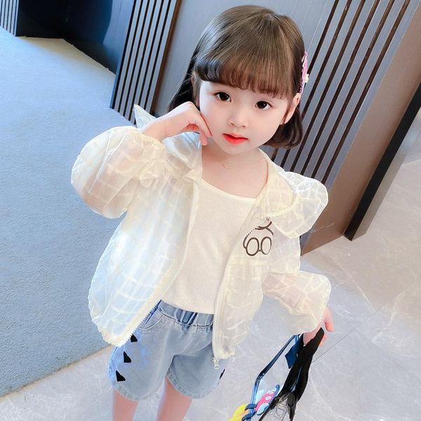

jackets girls sun-protection coat fashion summer kids plaid hooded outwear children long-sleeved clothes for 2-6 years girl, Blue;gray