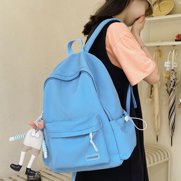 

backpack solid color simple woman travel schoolbag for teenage girls double shoulder book bags student rucksack cute backpacks