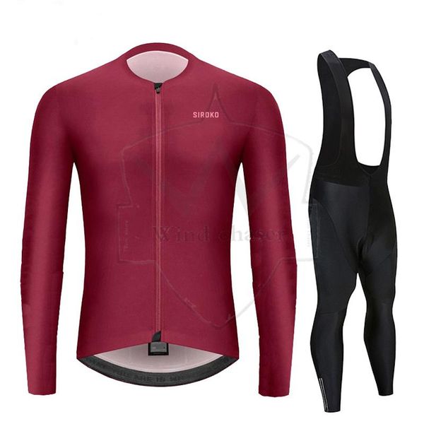 

racing sets 2021 siroko men autumn cycling jersey set long sleeve road bike shirt suit mtb maillot culotte breathable clothing, Black;blue