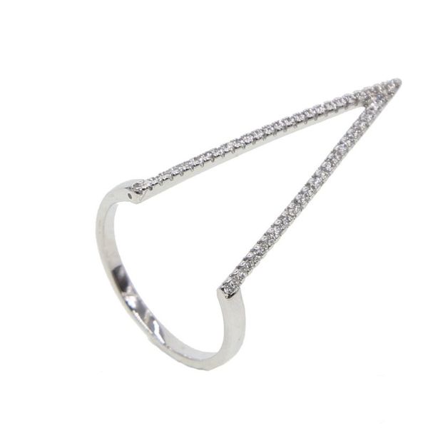 

wedding rings knuckle for women boho geometric long v shape cz crystal ring elegant bohemian midi finger delicate jewelry bague femme, Slivery;golden