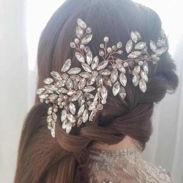 

hair clips & barrettes handmade big crystal combs 3 colors luxury full rhinestone wedding accessories headbands bridal vines bands, Golden;silver