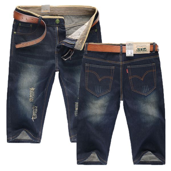 

summer thin denim shorts mens 5-quarter pants bermuda shorts mens denim pants mens fashionable breeches stretch, Blue