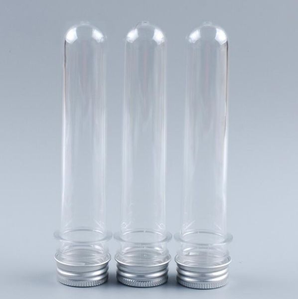 200 teile/los Freies Schiff 40 ml Leere Klare Kunststoff PET Maske Reagenzglas Flasche Mit Aluminium Kappe