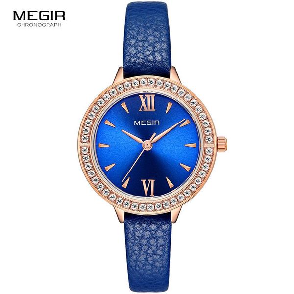 

wristwatches megir simple watches women luxury fashion casual quartz genuine blue leather bracelet wrist watch lady girl relogio 4210, Slivery;brown