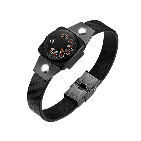

link, chain boniskiss charm men's leather bracelet stainless steel magnetic buckle braided black punk rock bangles jewelry