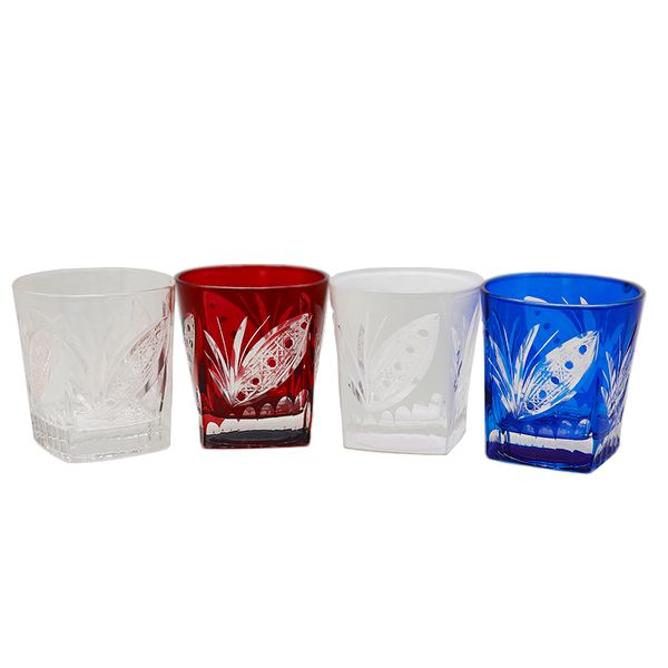 

classic style four-color carved glass glasses