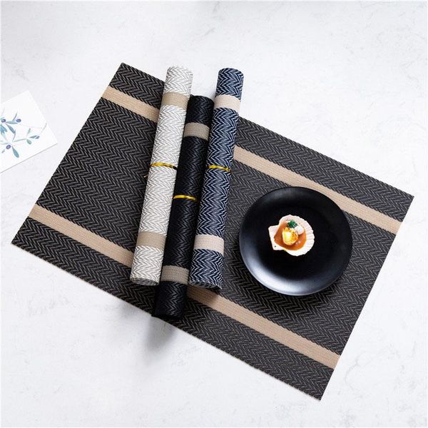 

mats & pads 30x45cm waterproof placemat oil anti-skid insulation high temperature stripe mat dishware placem for kitchen