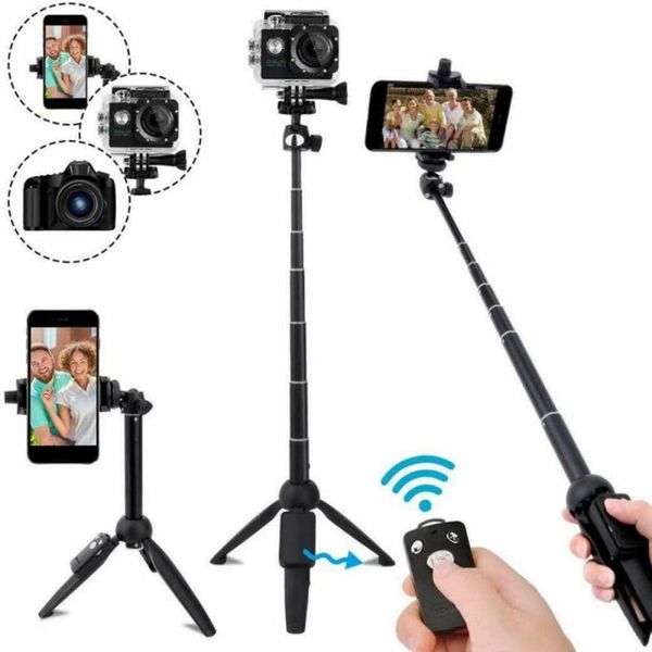 

selfie stick tripod bluetooth, 40 inch extendable flexible with detachable wireless remote monopods