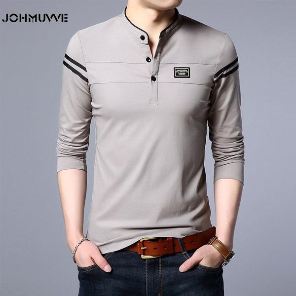 

men's polos johmuvve 5 colour ariival men fashion long sleeve casual t shirt cotton blouse tshirt, White;black