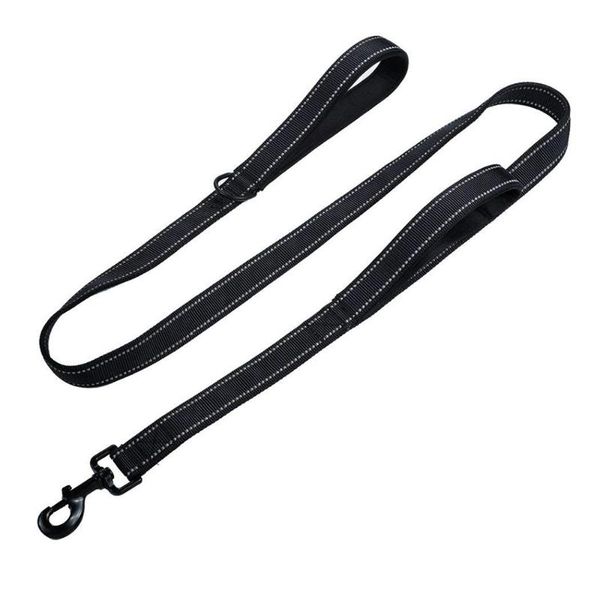 

dog collars & leashes leash 1.8m 6ft long double handles no pull heavy duty strong nylon lead reflective for medium large dogs black