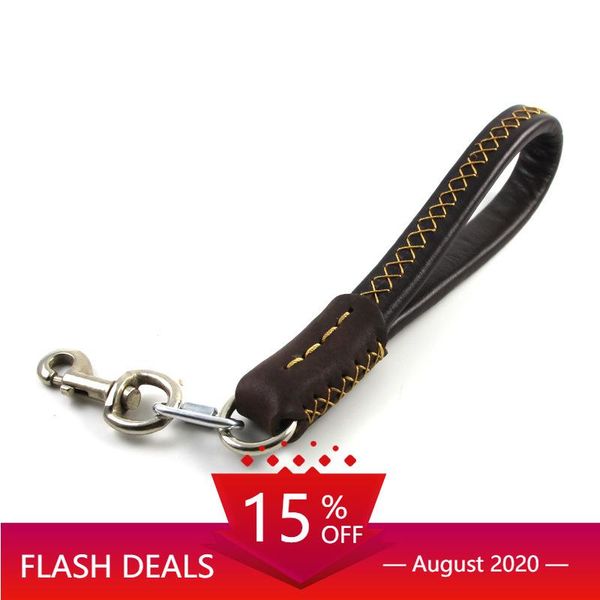 

dog collars & leashes short large leash real leather sew big lead explosion-proof pet walking rope for german shepherd golden retriever dogs