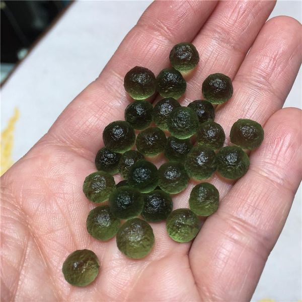 

6pcs/lot natural moldavite czech meteorite impact glass beads rough stone crystal energy decorative objects & figurines