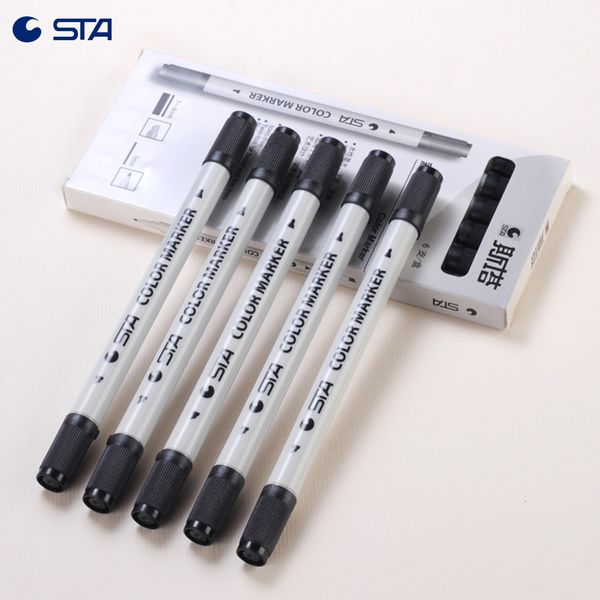 

painting pens sta 3100 water based black dot pen double head marker box, Black;red