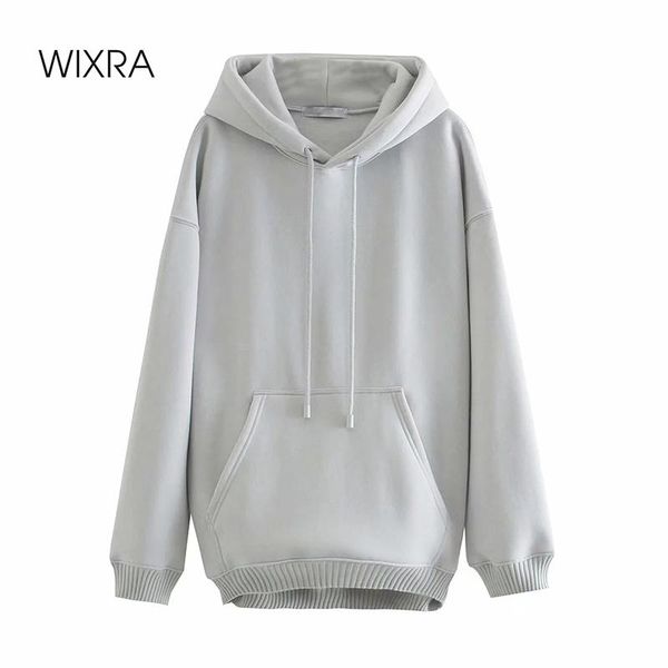 

women's hoodies & sweatshirts wixra autumn solid hoodie long sleeve thick warm hooded womens korean black loose female casual coat