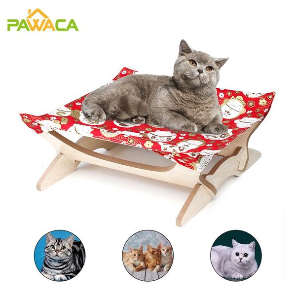 

pet wood bracket cradle detachable comfortable fabric bed cat toy sleeping hammock for dog supplies beds & furniture