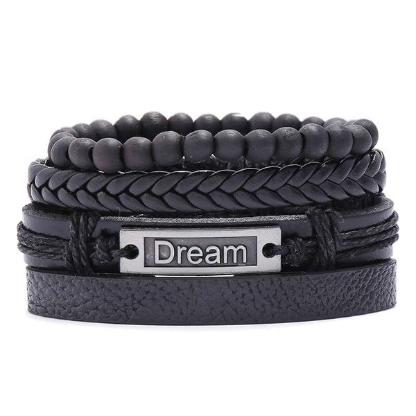 

charm bracelets western style vintage punk dream leather bracelet/bangle diy, 4pcs/set, Golden;silver