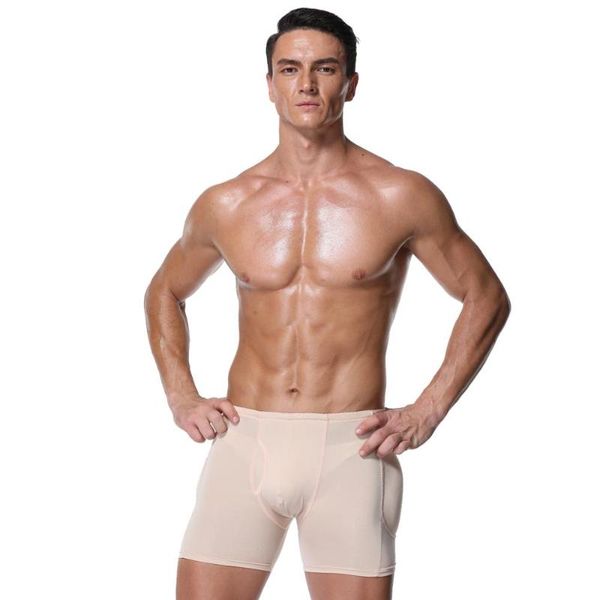 

men's body shapers men padded bubooster enhancer boyshort flat stomach shapewear male boxer underwear tummy control fat burning shaper, Black;brown