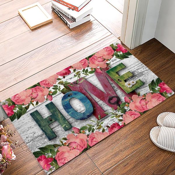 

carpets wood grain retro home flower anti-slip doormat bedroom kitchen mat bathroom rug for entrance door