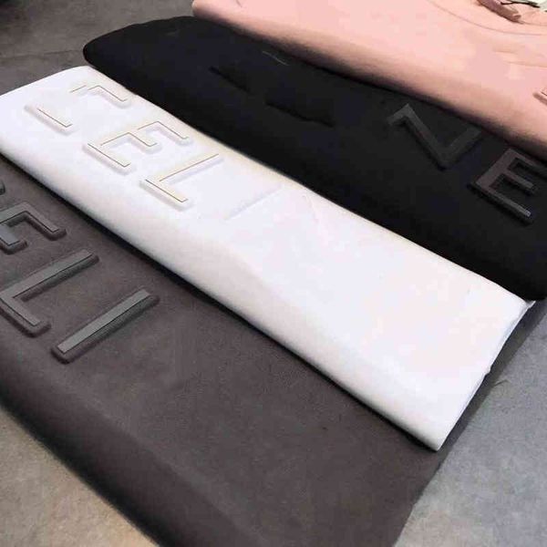 

2022 factory wholesale new high version summer couple's concave convex letter steel seal reflective short sleeve loose leisure solid co, White