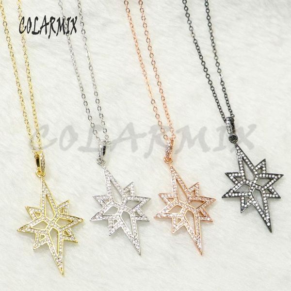 

pendant necklaces 5 pieces star pendants necklace micro paved zircon fashion jewelry gift for women 50187, Silver