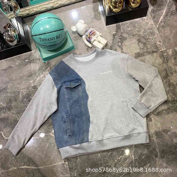 

brand hoodie chaopai 21ss autumn and winter new products chaopai cowboy splicing sports material sweet leisure pullover long sleeve sweater, Black