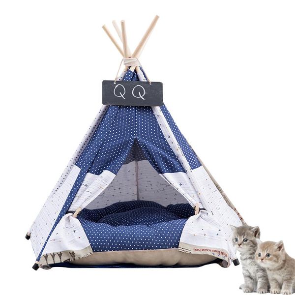 

cat beds & furniture pet tent house bed portable linen padded cushion multicolor kennel hiking outdoor indoor and dog accessories