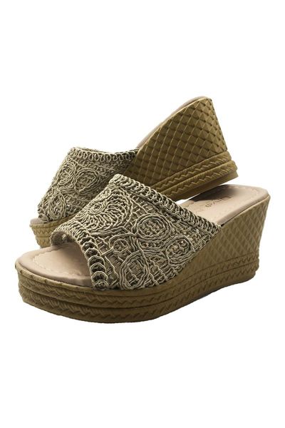 

slippers women's season knitting detailed thick high-heeled, Black