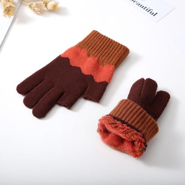 

sports gloves winter women men warmth knitted two-finger exposed games playing fingerless students writing mittens, Black