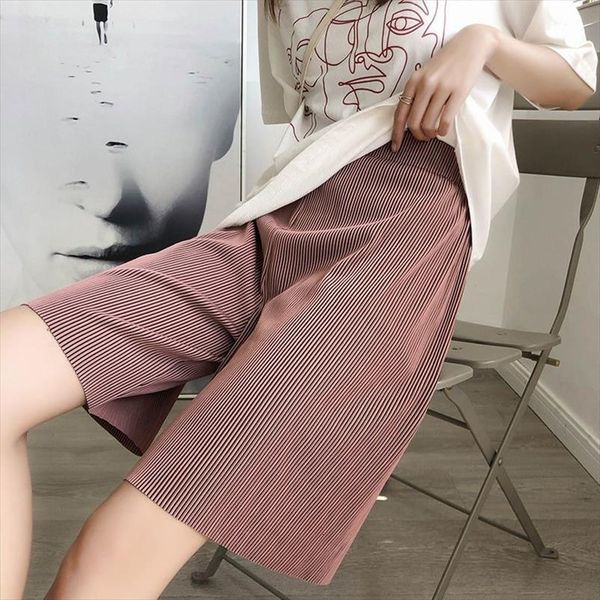 

summer fashion solid knee length women short pleated loose and wild plus size 4xl wide leg pants bottoms clothes y97, White;black