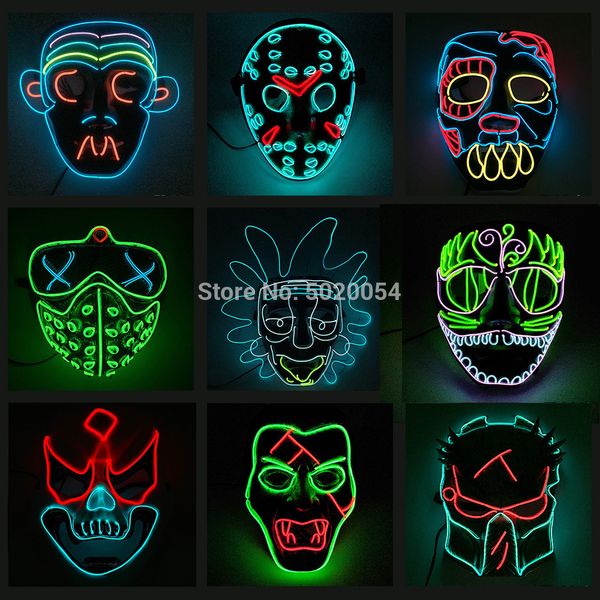 Аксессуары костюма Хэллоуин Rave Horver LED EL MASK Watch Собаки Косплей Светящаяся Маска Косплей реквизит Маска Поставки