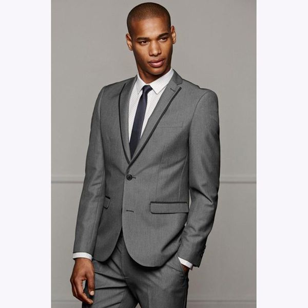 

men's suits & blazers gentle-mens suit ternos masculino 2 pieces slim fit grey men terno business gray smoking dress, White;black