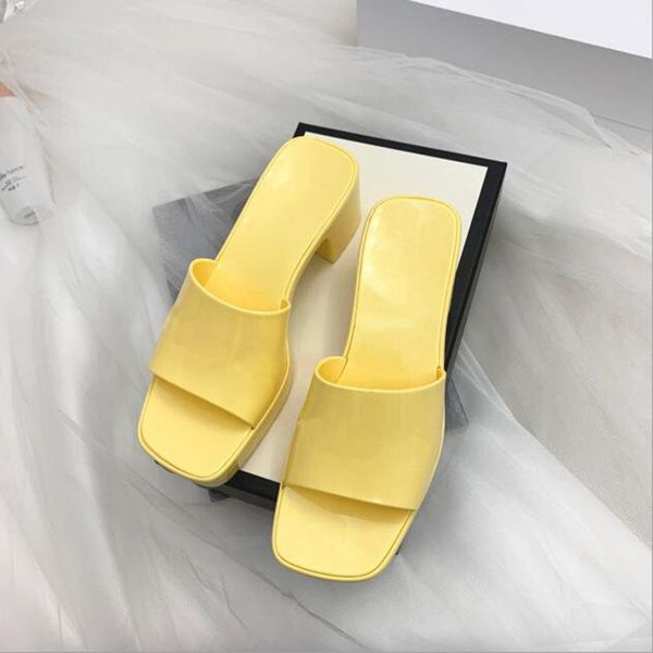 

slippers women summer candy colors jelly high heel platform mules open toe outdoor comfortable beach flip flops slides, Black