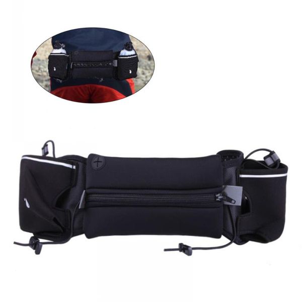 

outdoor bags runners running belt sports water bottle cycling jogging waist bag phone holder fits for 4-6inch (black)