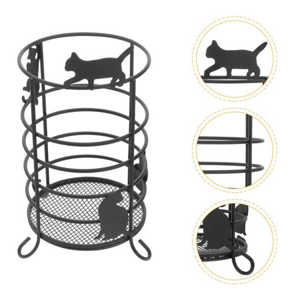 

chopsticks multifunction cat silhouette pen container small iron art tableware holder