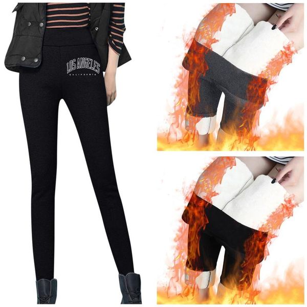 

women's pants & capris women winter keep warm leggings letters prints workout home elastic waist plush streetwear, Black;white