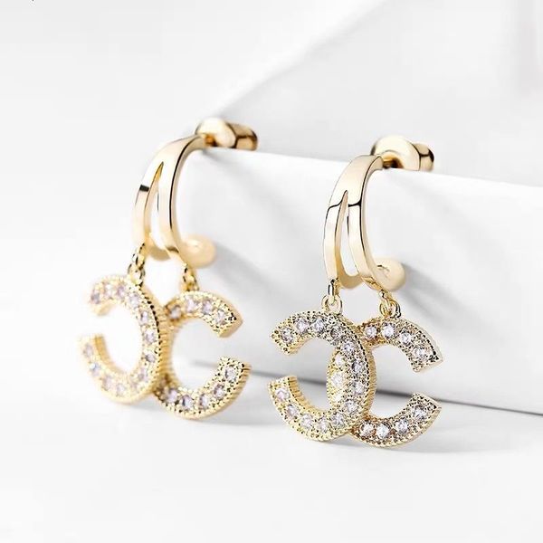 

silver needle korean trendy 925 letter earrings french c-type simple net red temperament hundred, Golden;silver